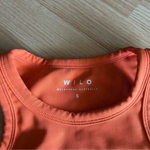 Wilo The Label Orange Ribbed Longline Active Sports Tank Small - Picture 2 of 6